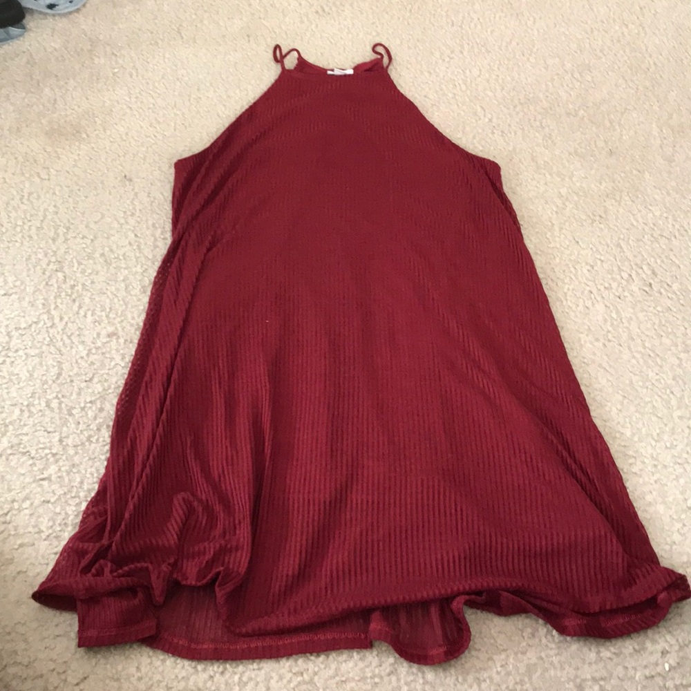 Burgundy spaghetti strap dress